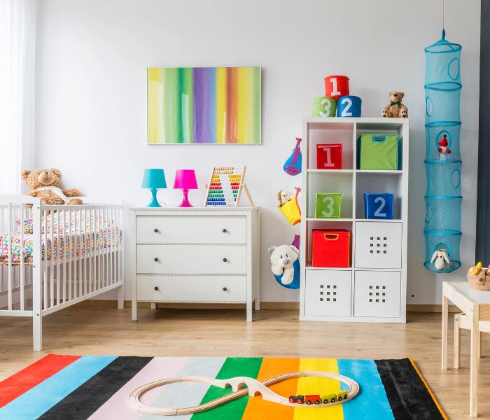 rainbow bright colours baby room. deposit photos license