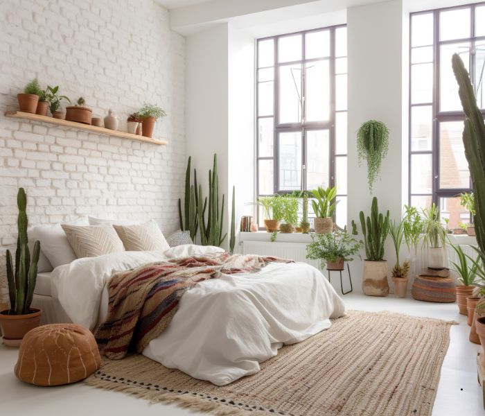 Aesthetic Minimalist Bedroom with Plants