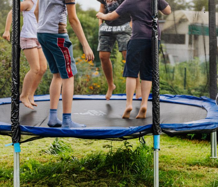 trampoline in garden